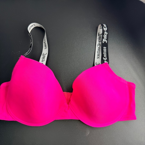 Y2K Juicy Couture Bra 38D Hot Pink T-Shirt Bra Padded Underwire Adj. Logo Straps - Picture 6 of 8